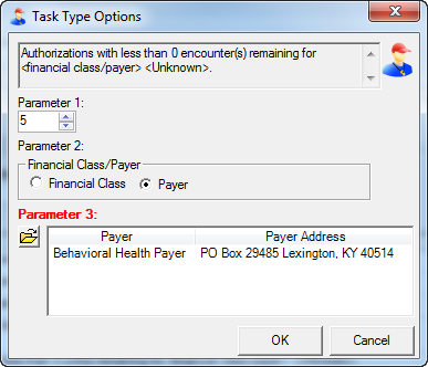 Task Type Options window