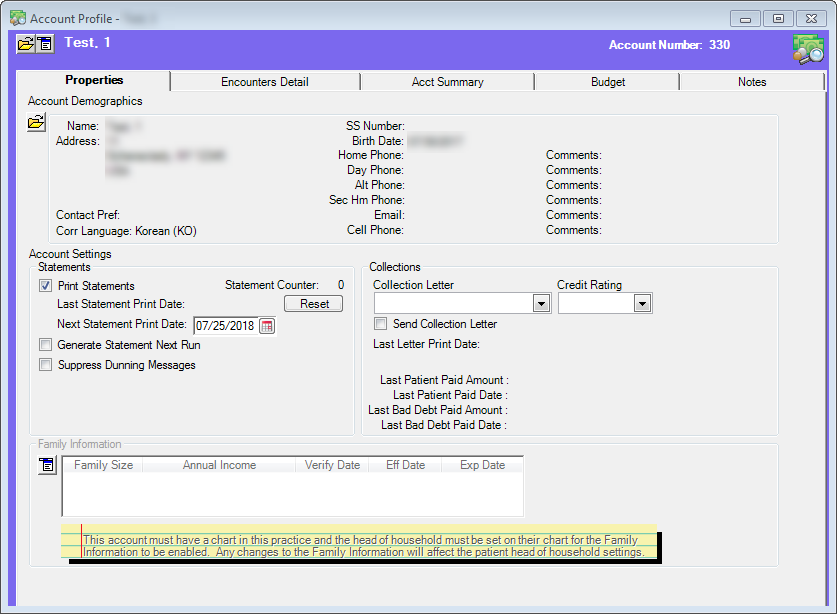Account Profile Window