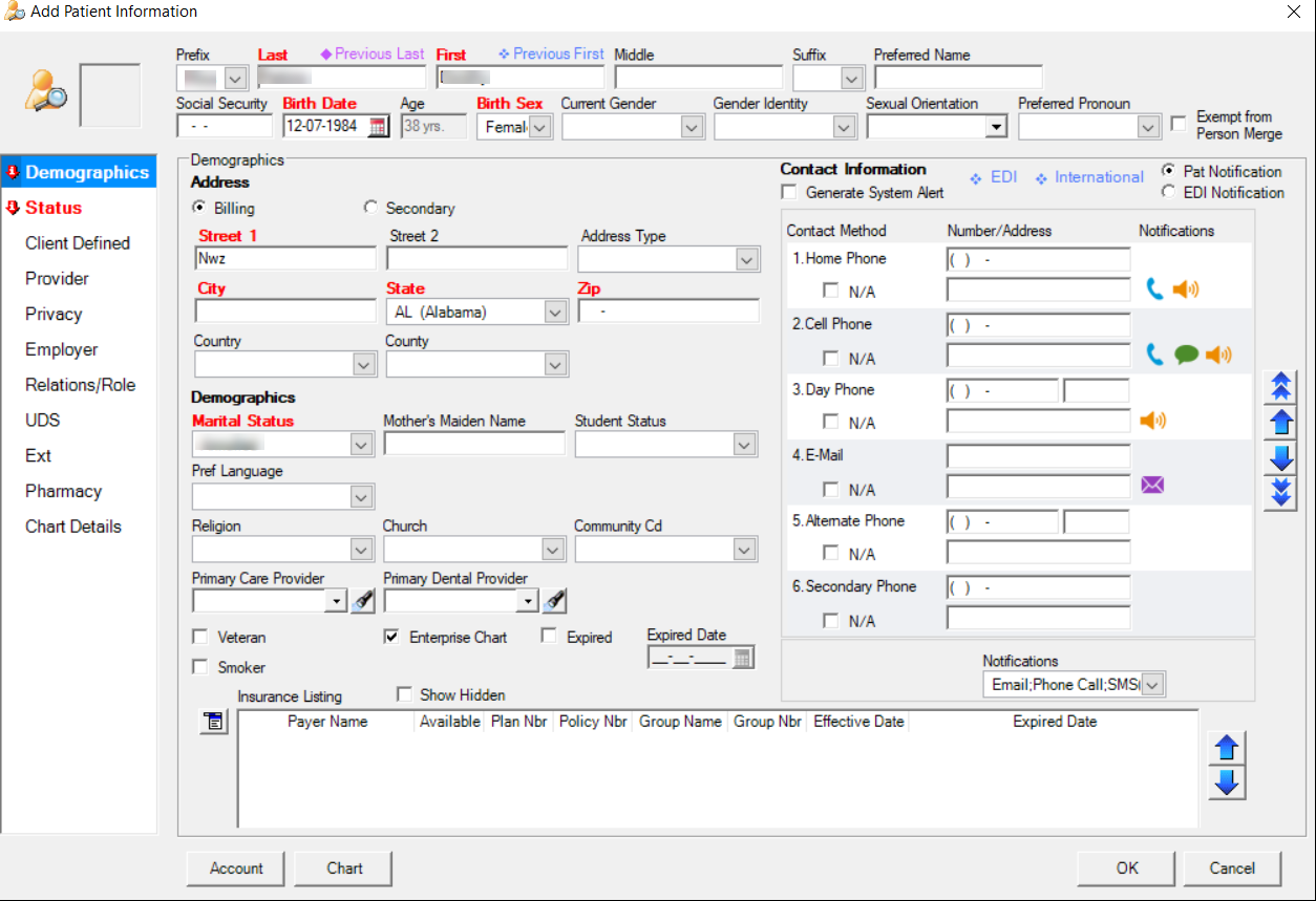 Modify Patient Information- Encounte