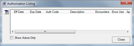 Authorization Listing window