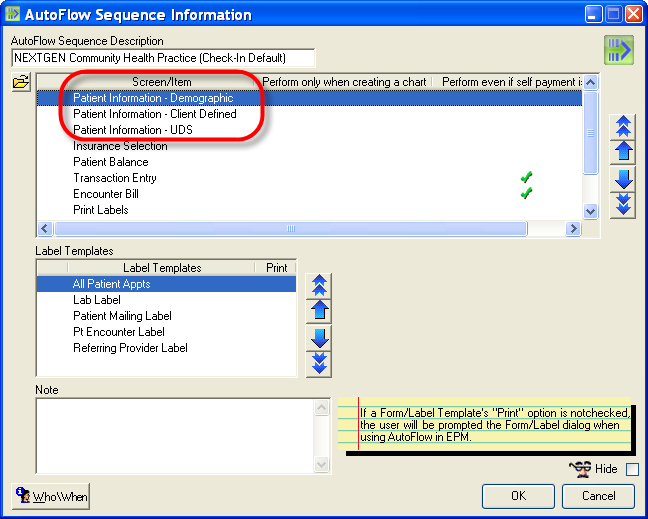 Auto-Flow Sequence Information