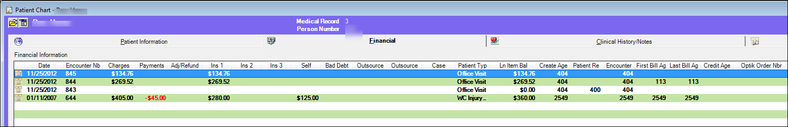 Financial Tab