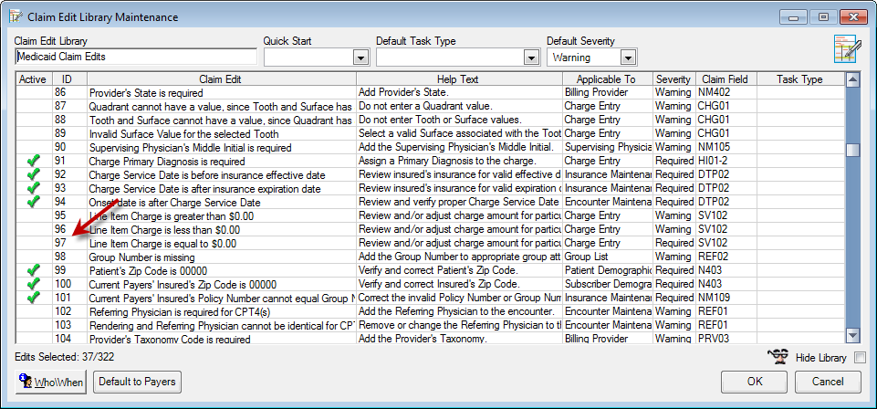 Claim Edit Library Maintenance