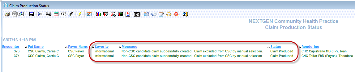 Claim Production Status