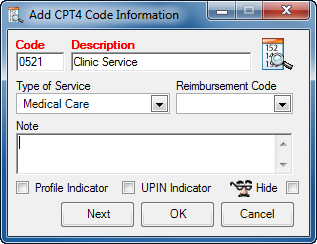 Add CPT4 Code Information