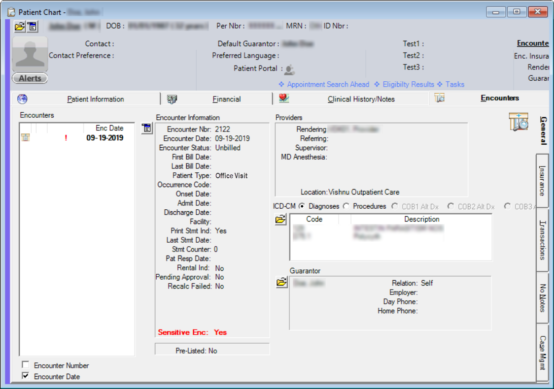 Encounters Tab-General Subtab
