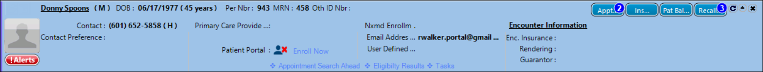 Patient information bar maximized view