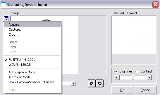 Scanning Device Input Window