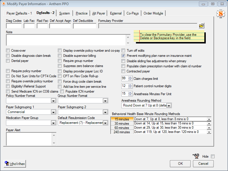Modify Payer Information