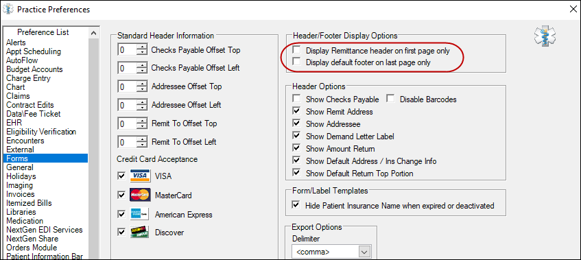 Practice Preferences Forms
