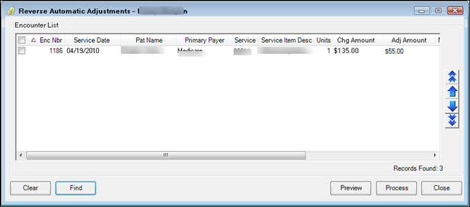 Reverse Automatic Adjustments window