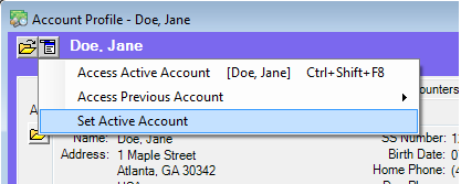 Set Active Account option