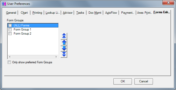 User Preferences Forms enhanced tab