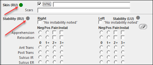 Green indicators on Exam templates