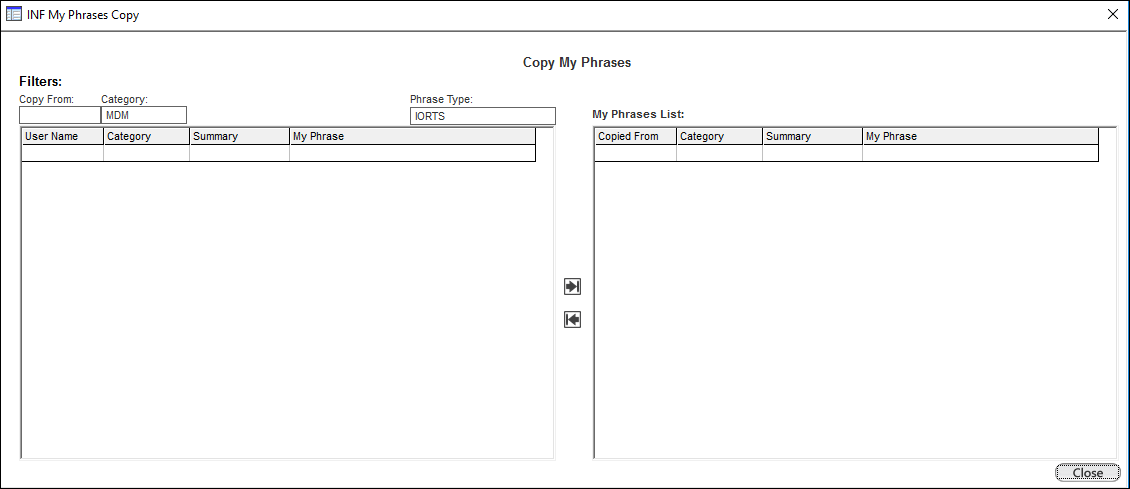 INF My Phrases Copy template