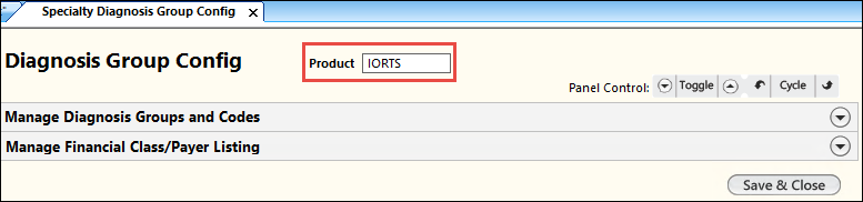 Specialty Diagnosis Group Config template