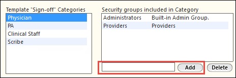 Add button for Security Groups in the Provider and Clinical Staff Picklists panel