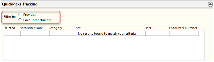 QuickPicks Tracking panel on the QuickPick Manager template