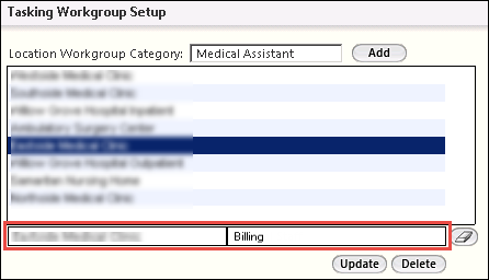 Grid in the Tasking Workgroup Setup panel