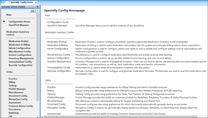 Specialty Config Home template
