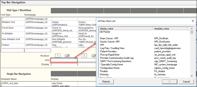 Link field in the Top Bar Navigation panel
