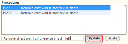 Procedures section in the PX Group Configuration panel