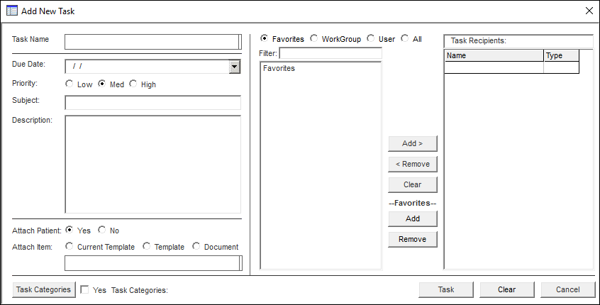Add New Task template