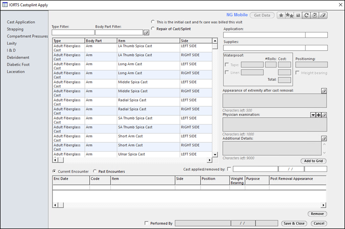 IORTS Cast Splint Apply template