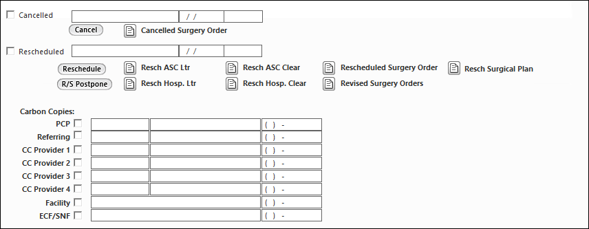 Canceled and rescheduled documents on the Coordinator template