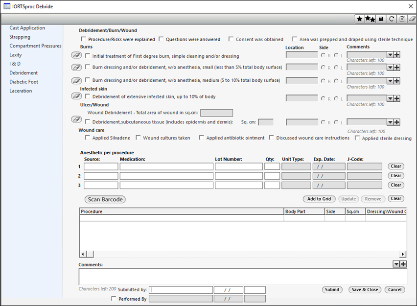 IORTS Debridement template