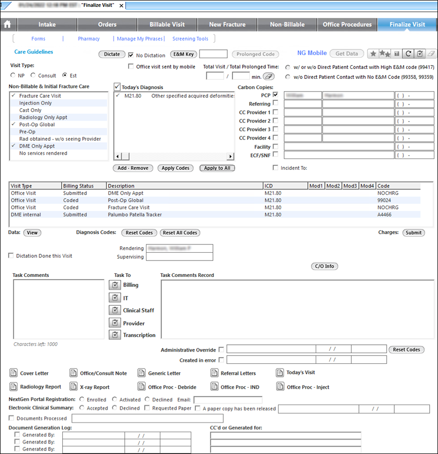 Finalize Visit template
