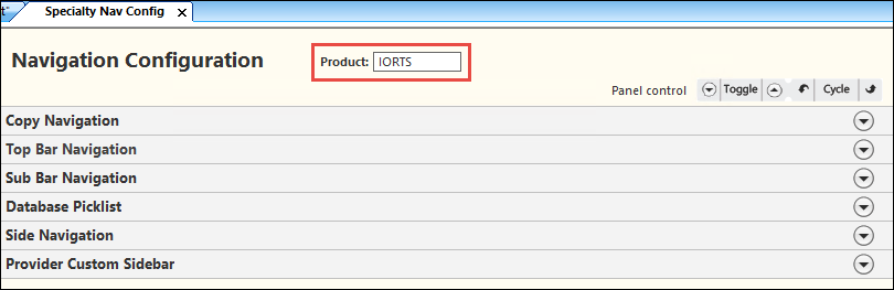Specialty Nav Config template