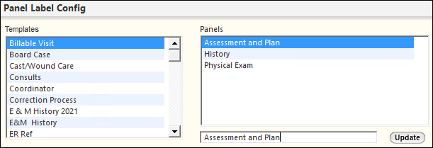 Panel Label Config panel on the Miscellaneous Configuration template
