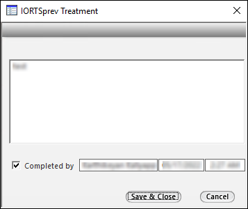 IORTS Previous Treatment window