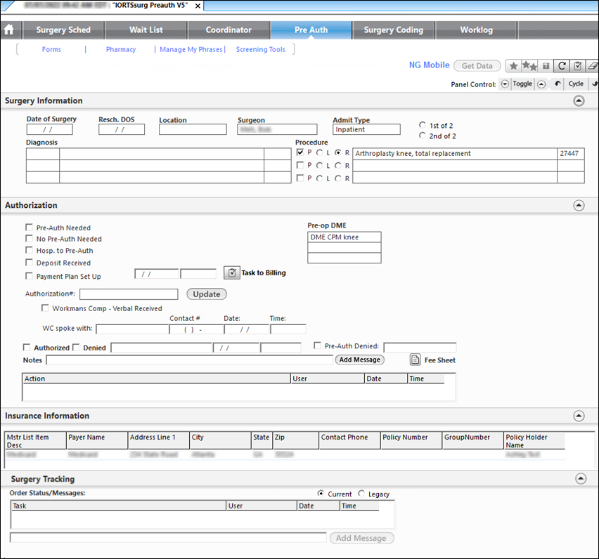Pre-authorization template