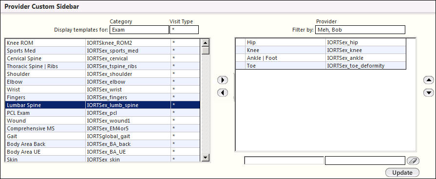 Provider Custom Sidebar panel on the Specialty Nav Config template