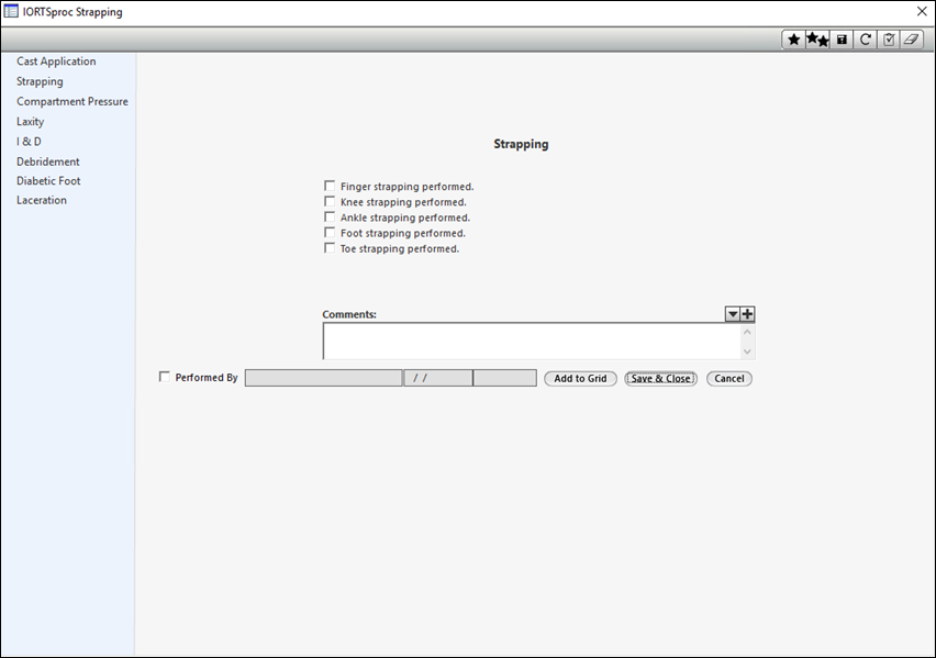 IORTS Procedure Strapping template