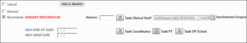 Reshedule check box in the Place Order panel