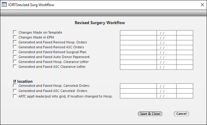 IORTS Revised Surgery Workflow window