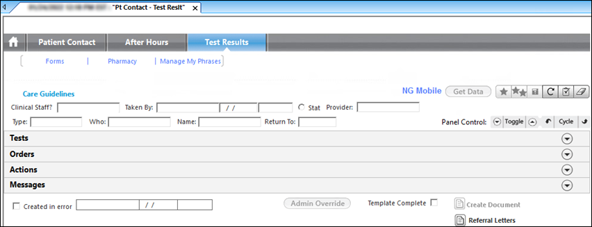 Test Results template