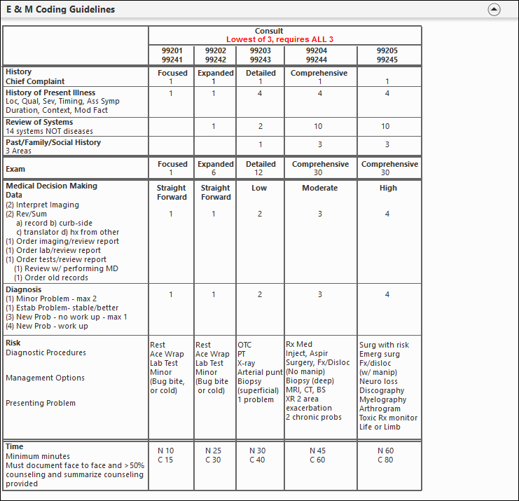 E and M coding guidelines
