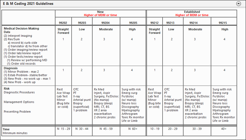 E and M coding 2021 guidelines