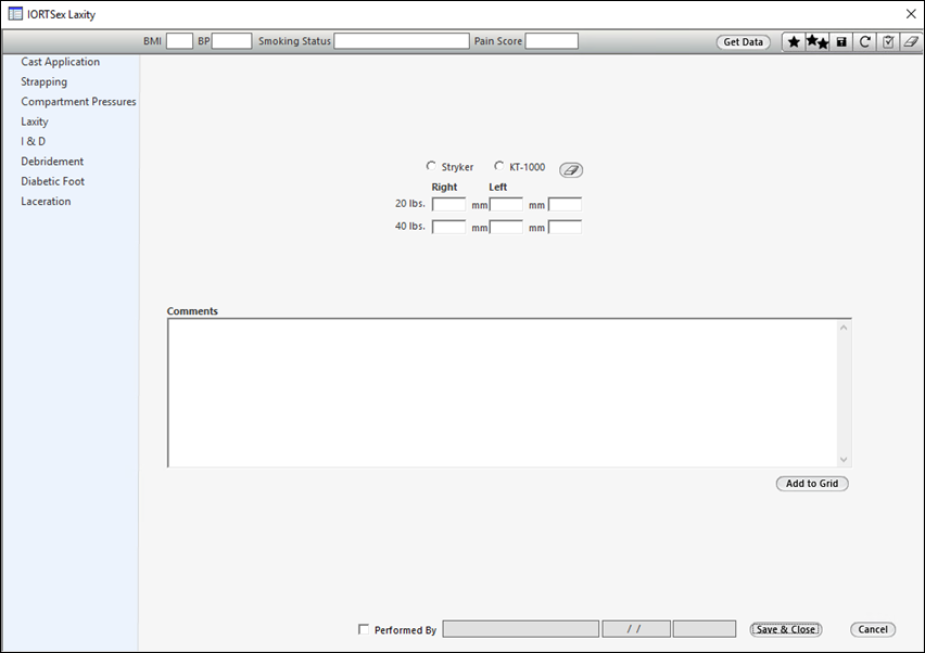 IORTS Laxity template