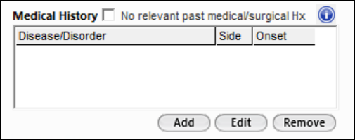 Medical History grid