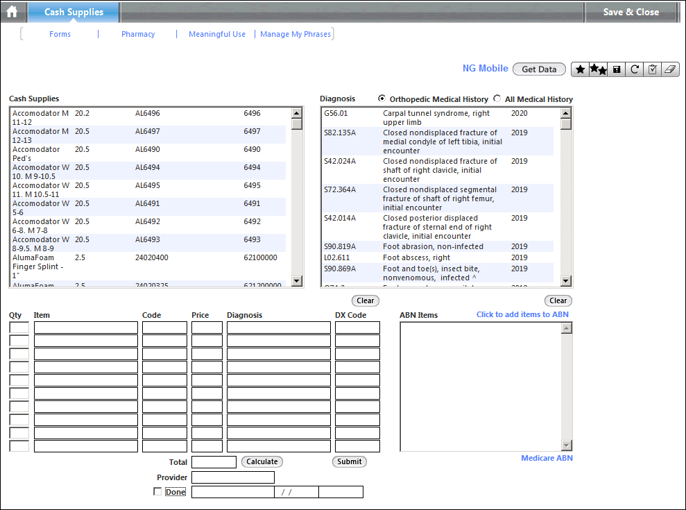 Cash Supplies template