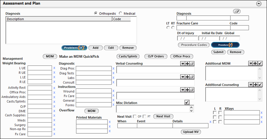 Assessment and Plan panel on the Single FX template