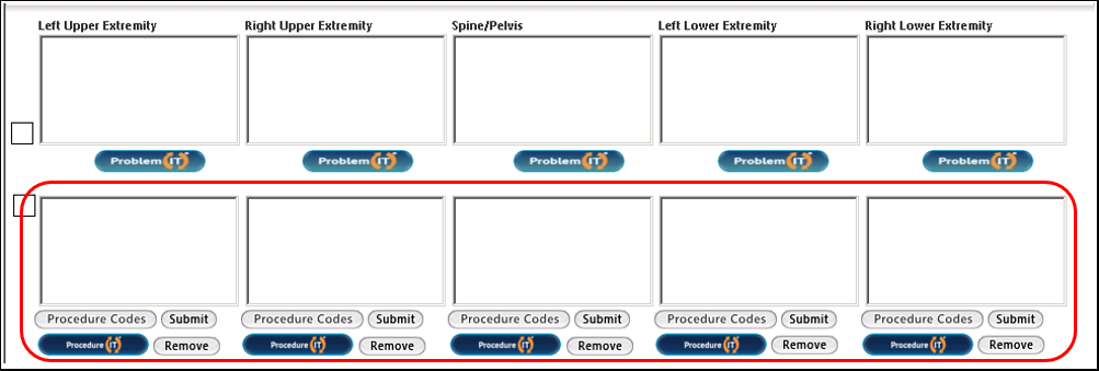 Fracture care procedure codes on the FC Poly Trauma template