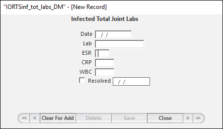 Infected Total Joint Labs window