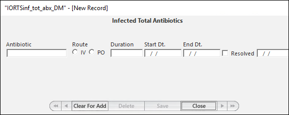 Infected Total Antibiotics window