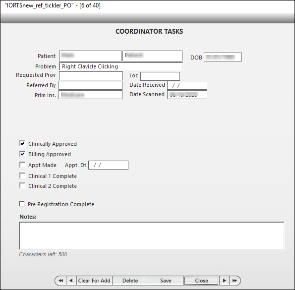 Coordinator Tasks window